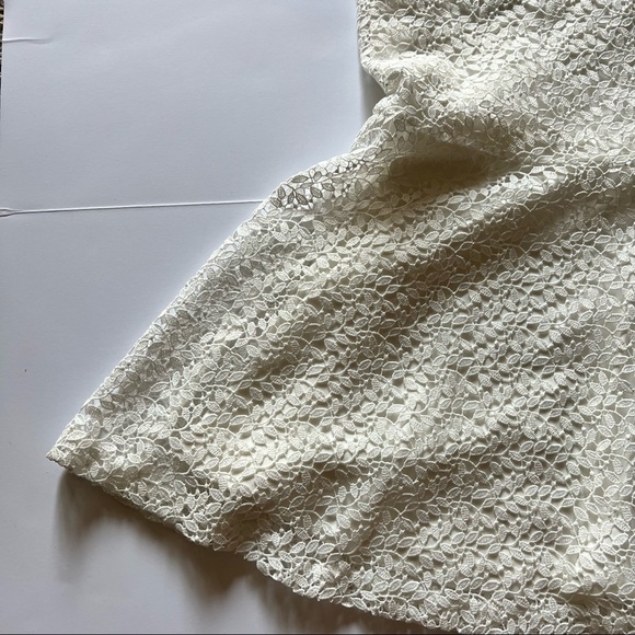 Lauren Ralph Lauren Dress Floral Lace Yoke Midi in White & Wheat Sz 2 - Picture 6 of 10